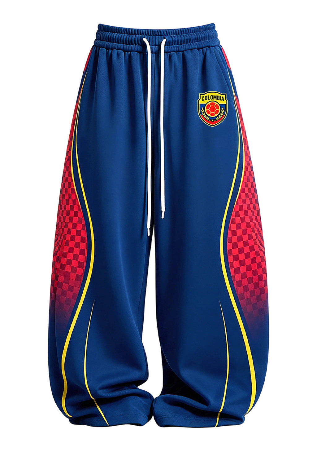 Checker Side Stripe Colombia Game Day Tops & Elasticated Trousers Two-Piece Set