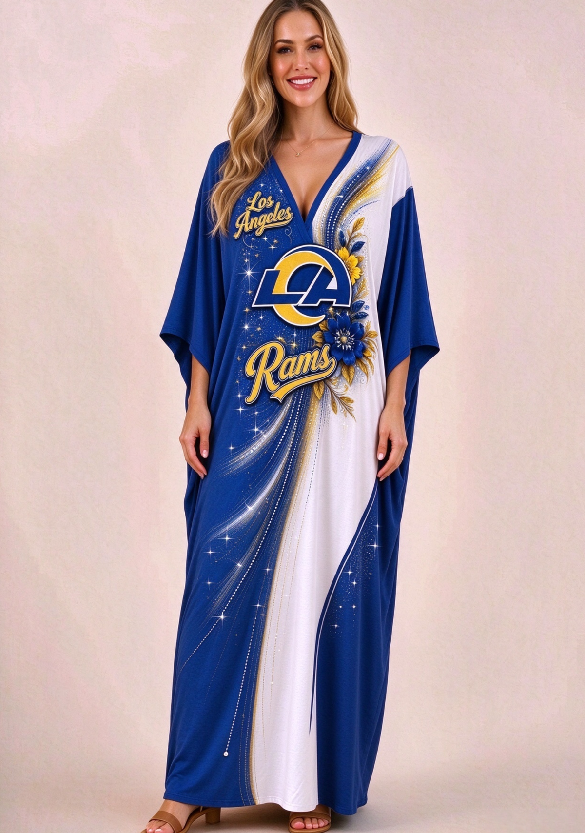 Women's Los Angeles Rams Floral V-Neck Kaftan Maxi Dress Main image