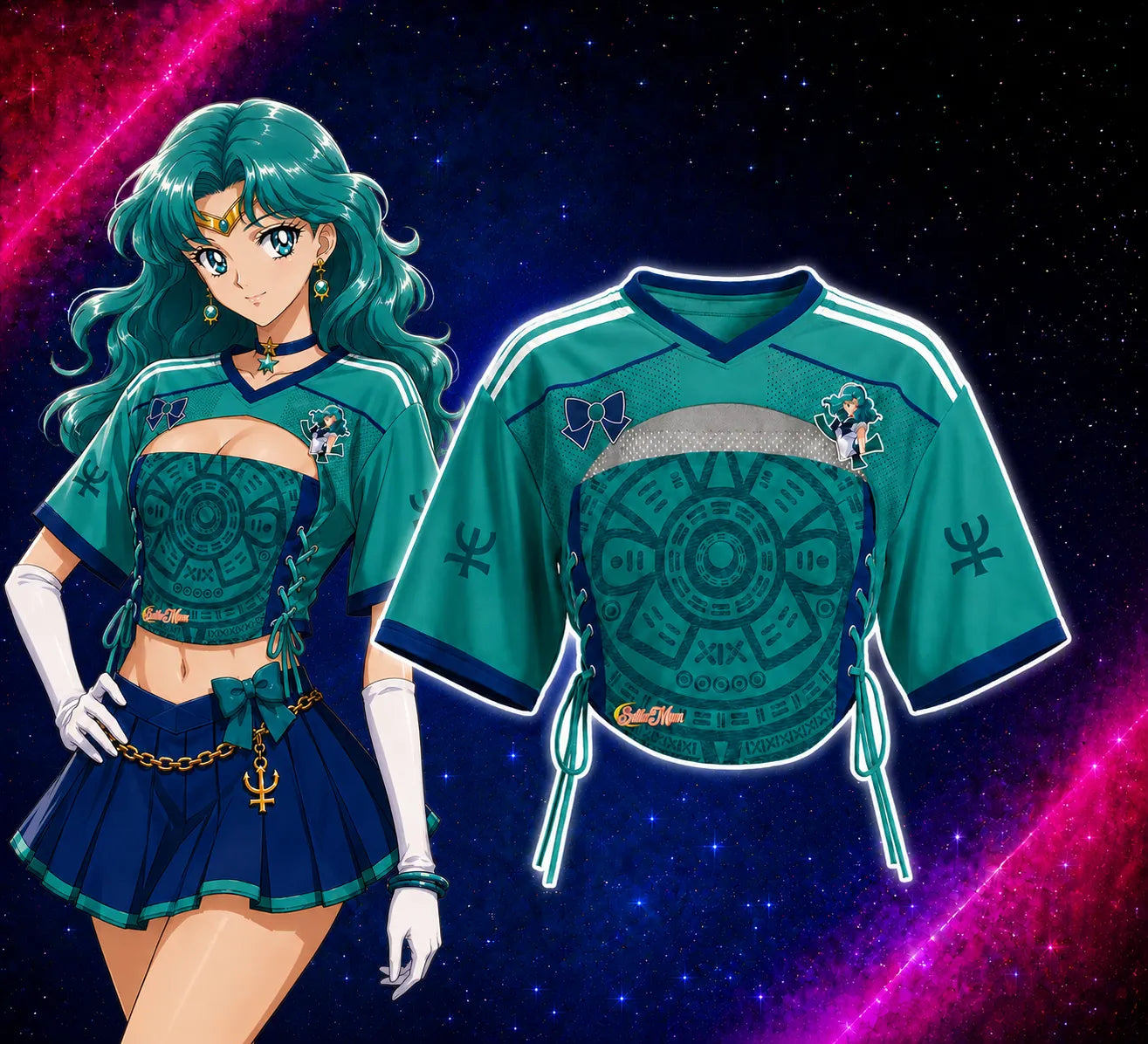 “Sailor Moon” Mesh Short-Sleeve Tube Top Set