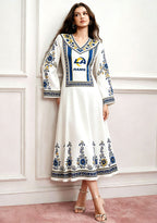 Los Angeles Rams Boho Floral Printed Game‑Day Midi Dress