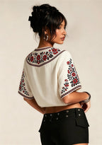 Boho Floral Border Manchester United V-Neck Blouse