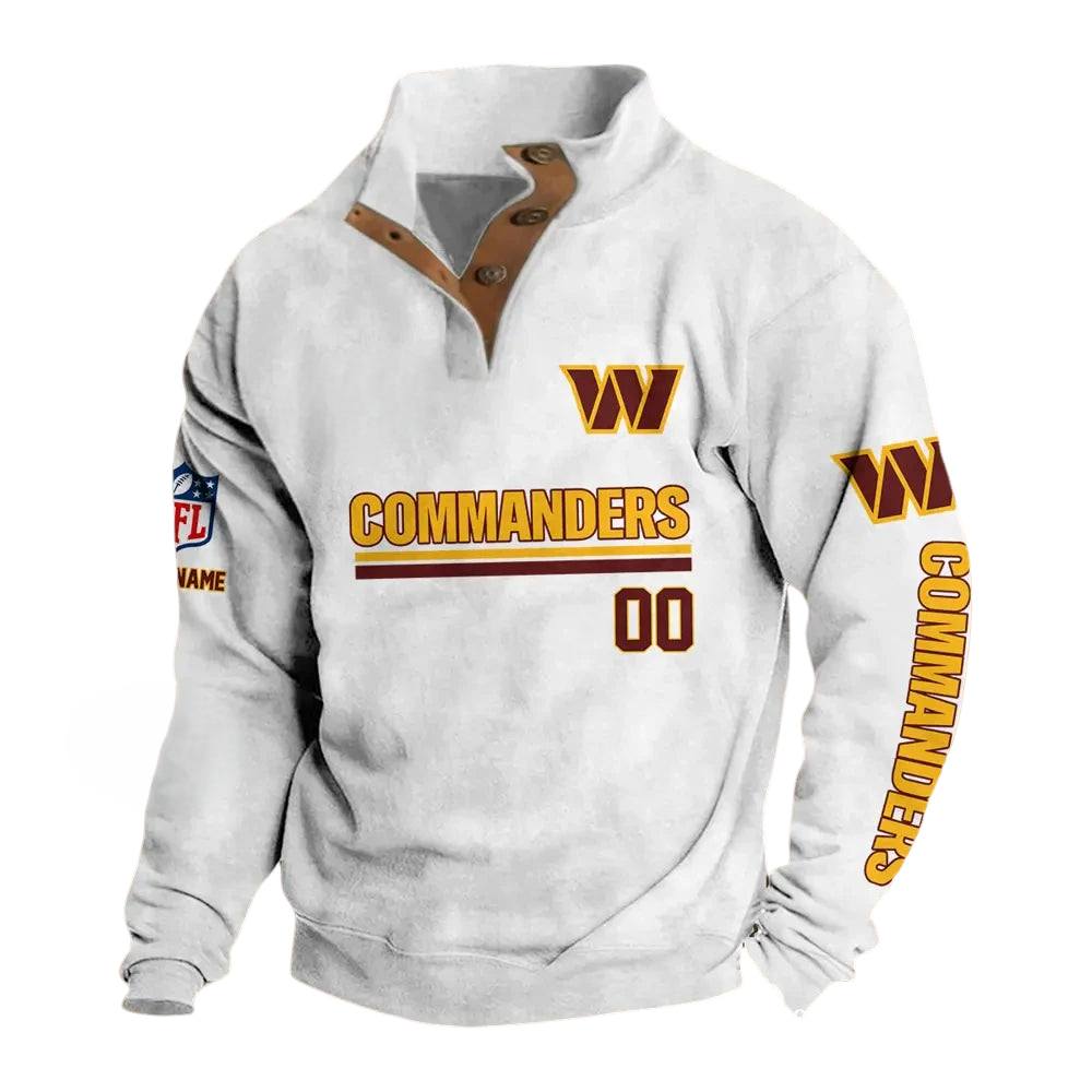 Washington Commanders Button Mock Neck Sweatshirt
