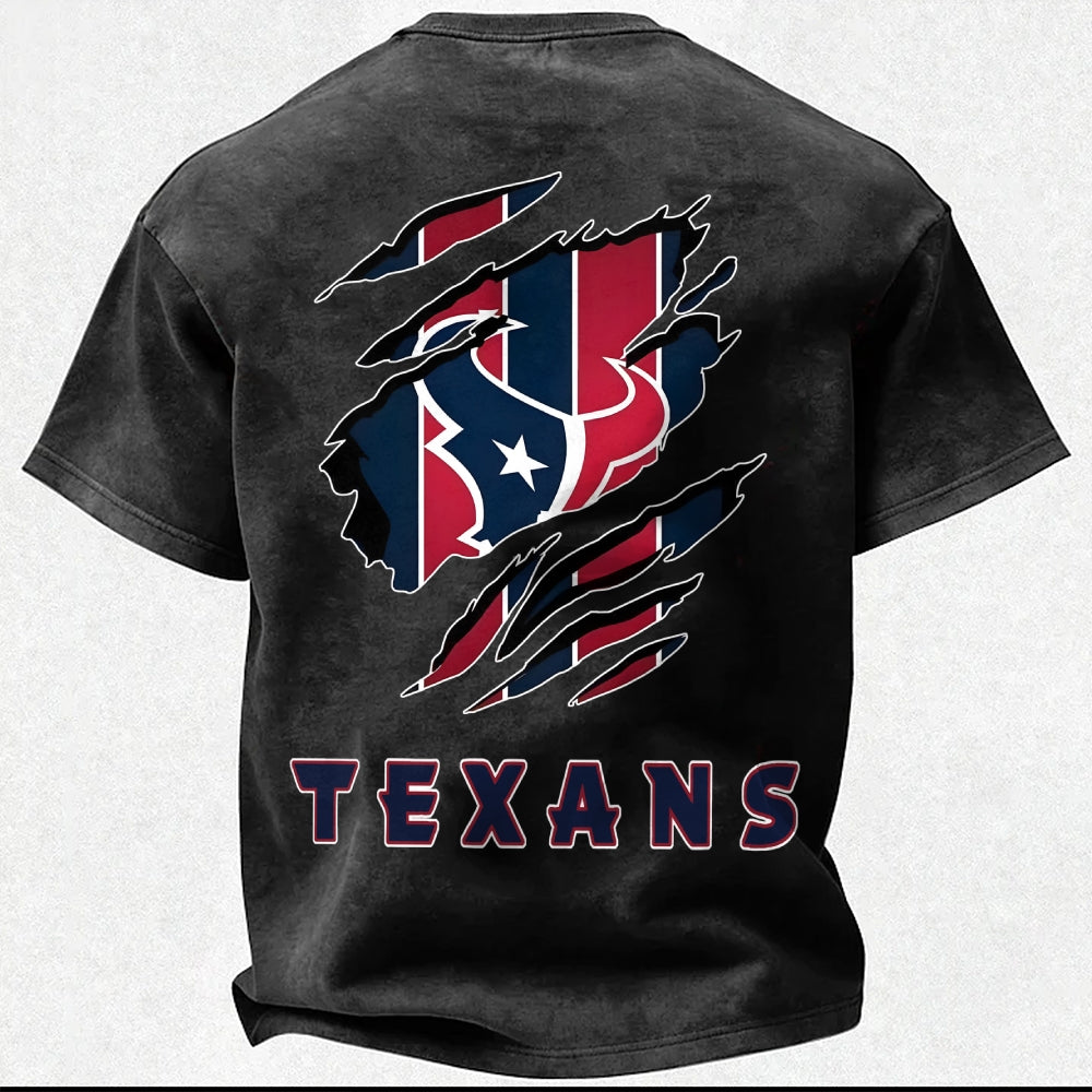 Houston Texans Printed Unisex 100% Pure Cotton Washed T-Shirt