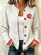 Women'S Casual Football Plant Knitted Cardigan Top