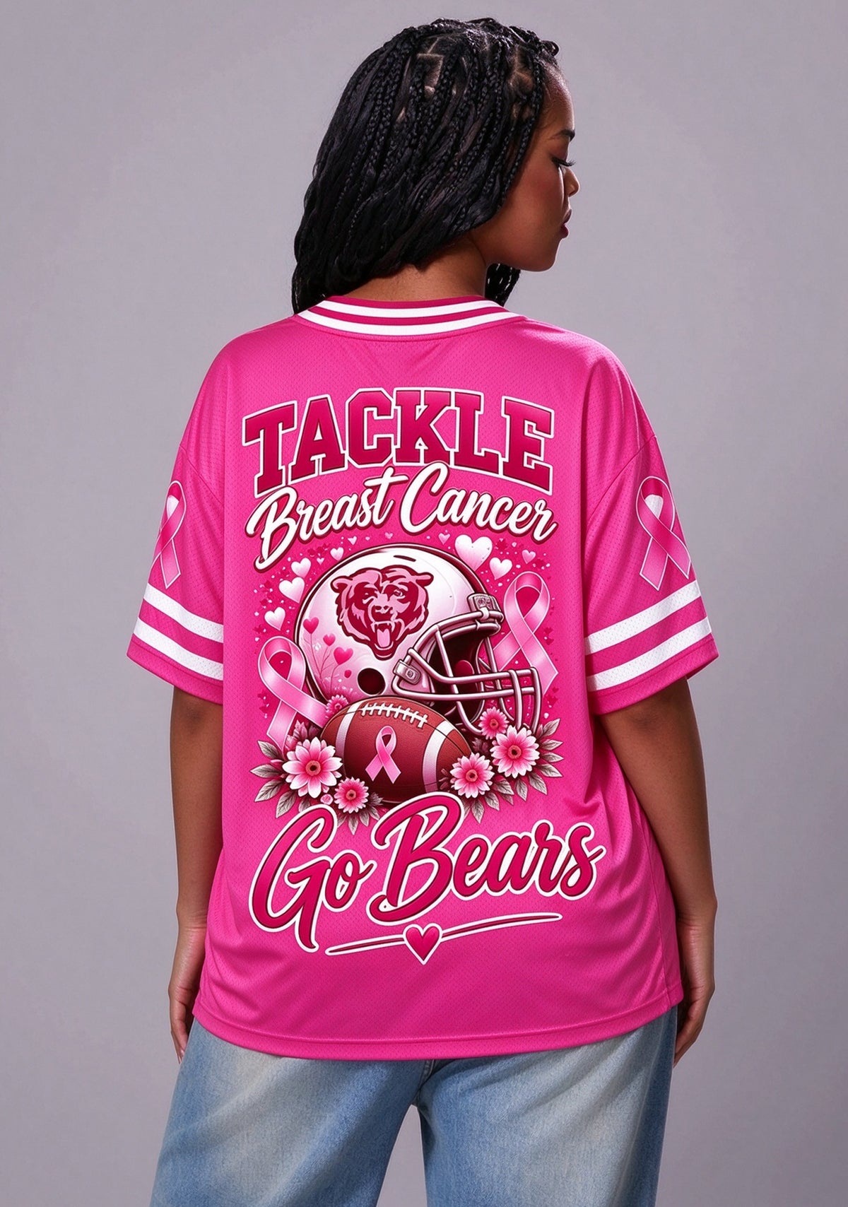 Women Chicago Bears Breast Cancer Awareness Pink Football Jersey