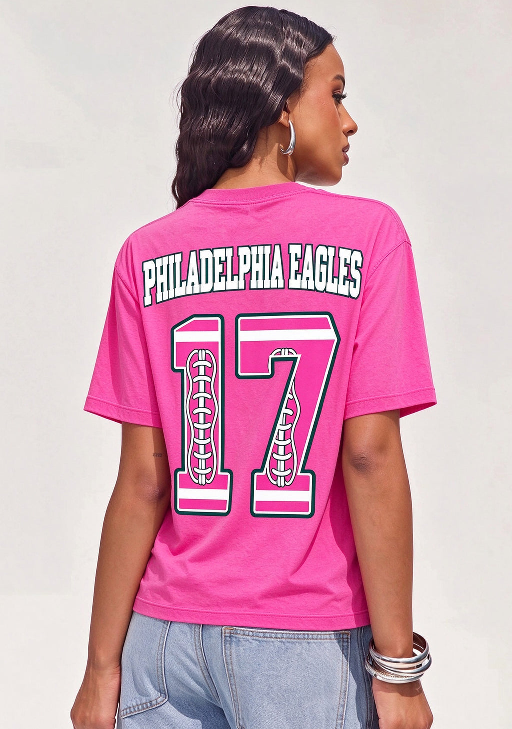 Philadelphia Eagles Pink Out Tackle Breast Cancer Awareness V-Neck T-Shirt