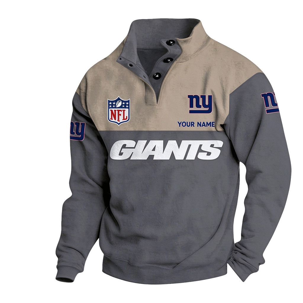 Men's New York Giants Button Mock Neck Sweatshirt