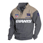 Men's New York Giants Button Mock Neck Sweatshirt