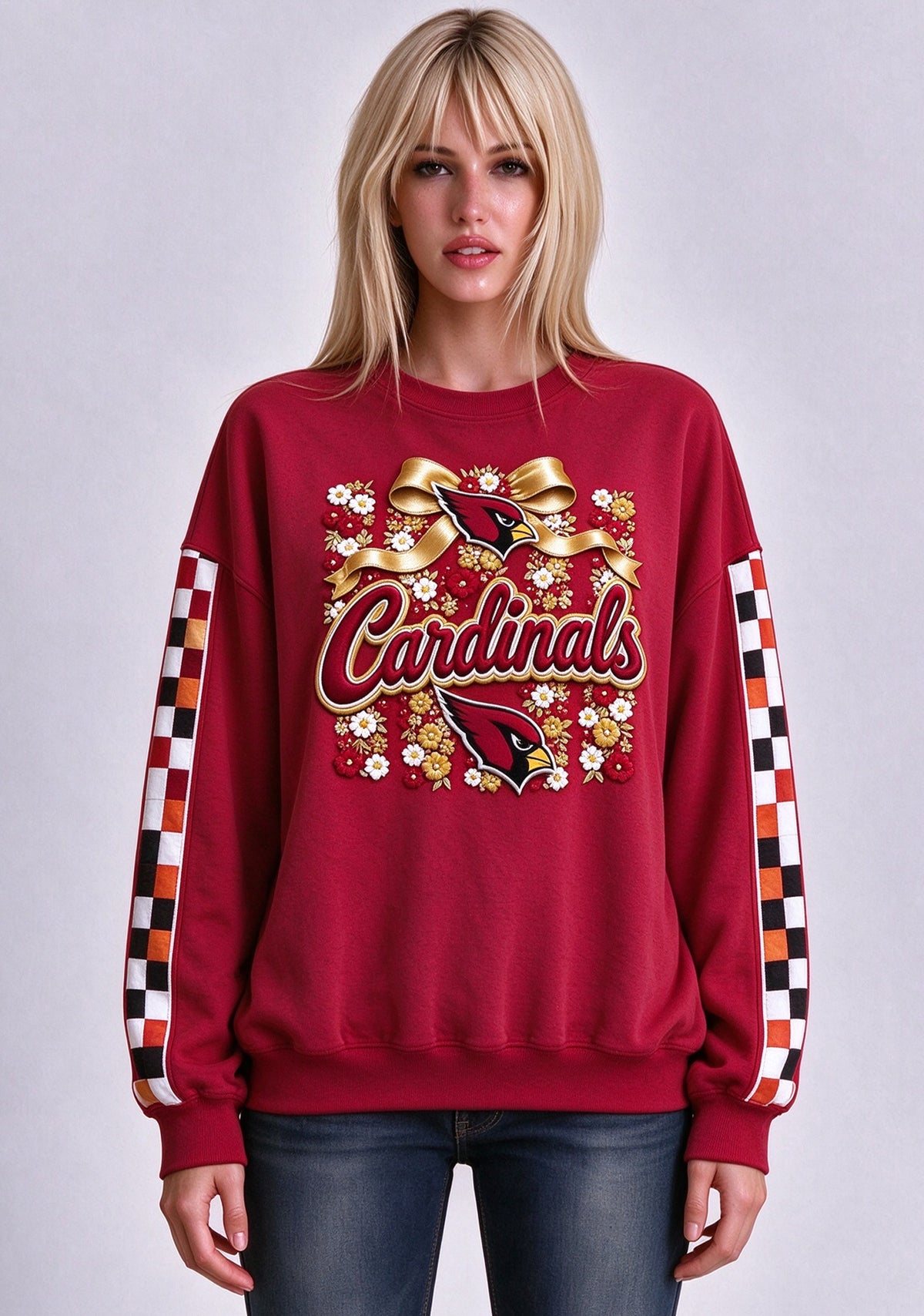 Women's Arizona Cardinals Floral Bow Crewneck Sweatshirt Main image