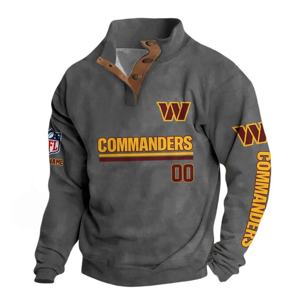 Washington Commanders Button Mock Neck Sweatshirt