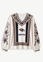 Baltimore Ravens Bohemian Floral Printed V-Neck Long Sleeve Shirt