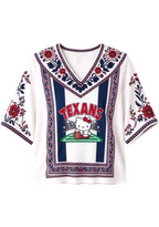 Women's Boho Floral Houston Texans Hello Kitty Game Day V Neck Shirt