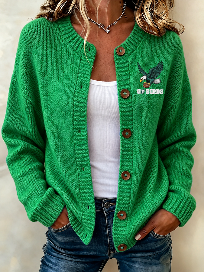 Women'S Football Printed Knitted Cardigan Secondary image