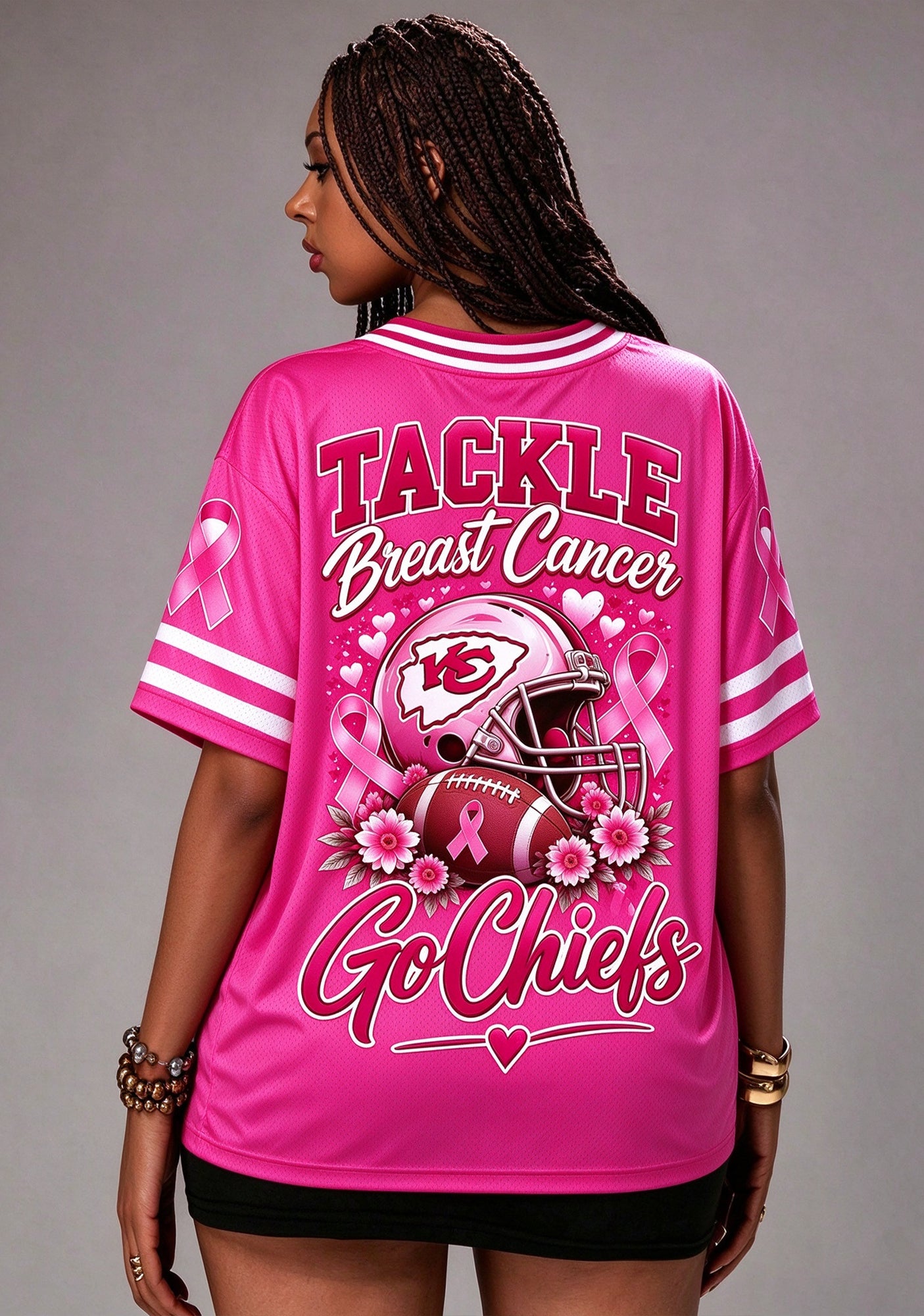 Women Kansas City Chiefs Breast Cancer Awareness Pink Football Jersey Secondary image
