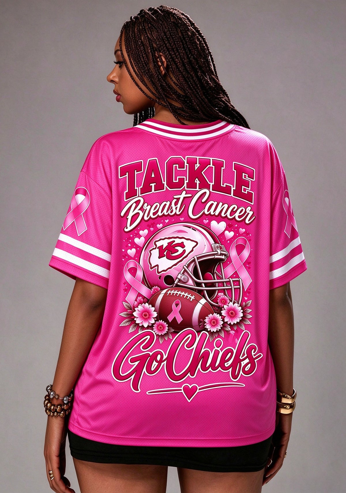 Women Kansas City Chiefs Breast Cancer Awareness Pink Football Jersey