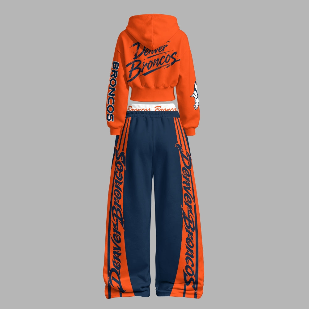 Denver Broncos Zip-up hooded jacket and elastic-waist pants set | NFL