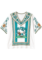 Women's Boho Floral Miami Dolphins Hello Kitty Game Day V Neck Shirt