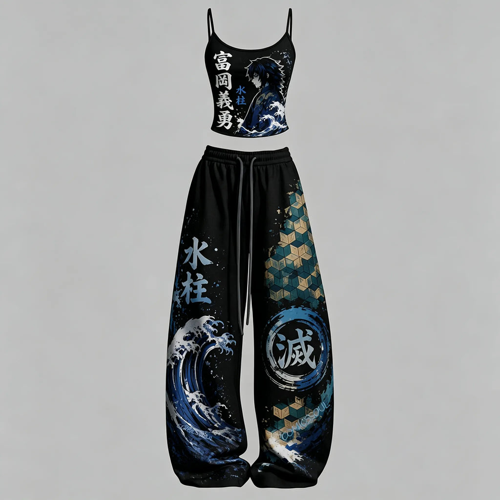 Demon Slayer Top & Elasticated Trousers Two-Piece Set