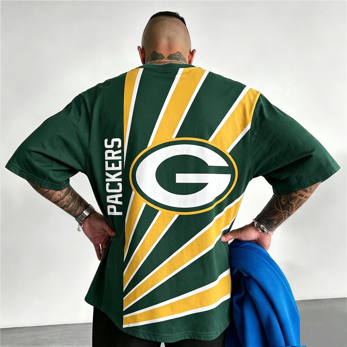 Green Bay Packers Radial Stripe Large G Logo Printed T-Shirt Main image