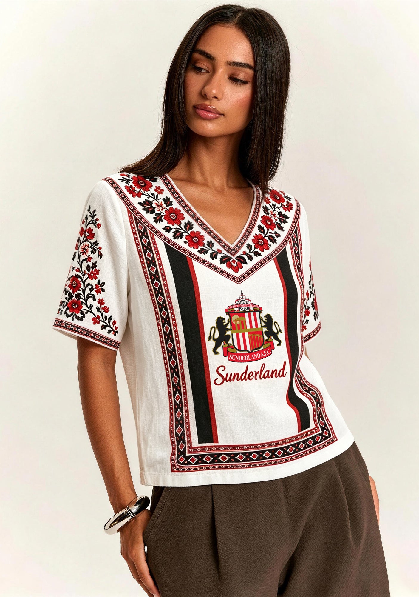 Boho Floral Sunderland V-Neck Blouse