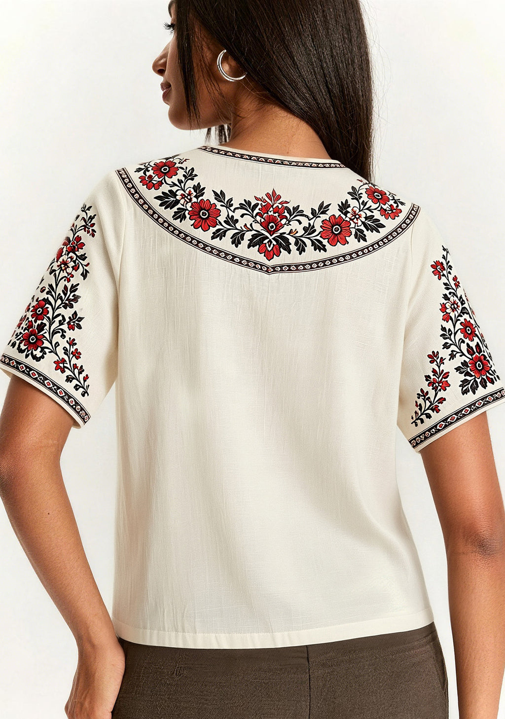 Boho Floral Sunderland V-Neck Blouse
