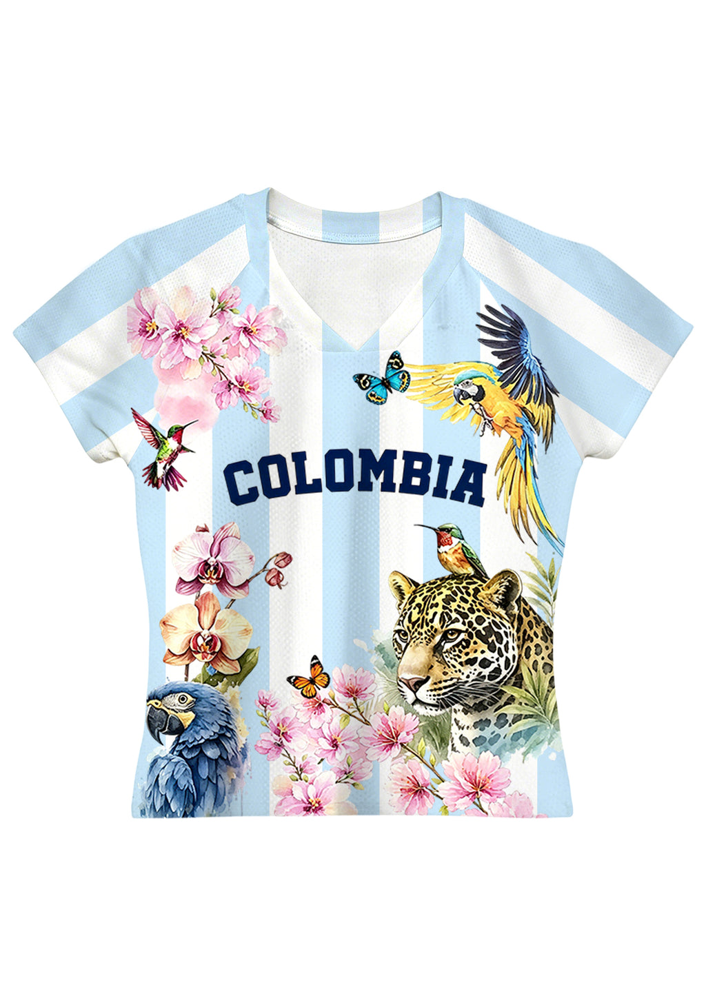 Colombia Tropical Jungle Wildlife Floral Striped Baby Tee