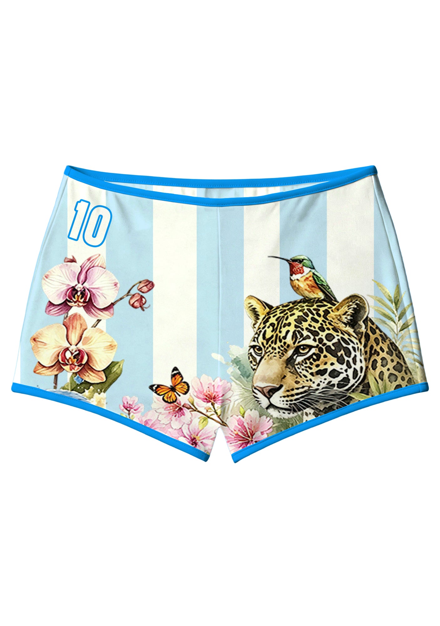 Colombia Tropical Jungle Wildlife Floral Striped Booty Shorts Main image