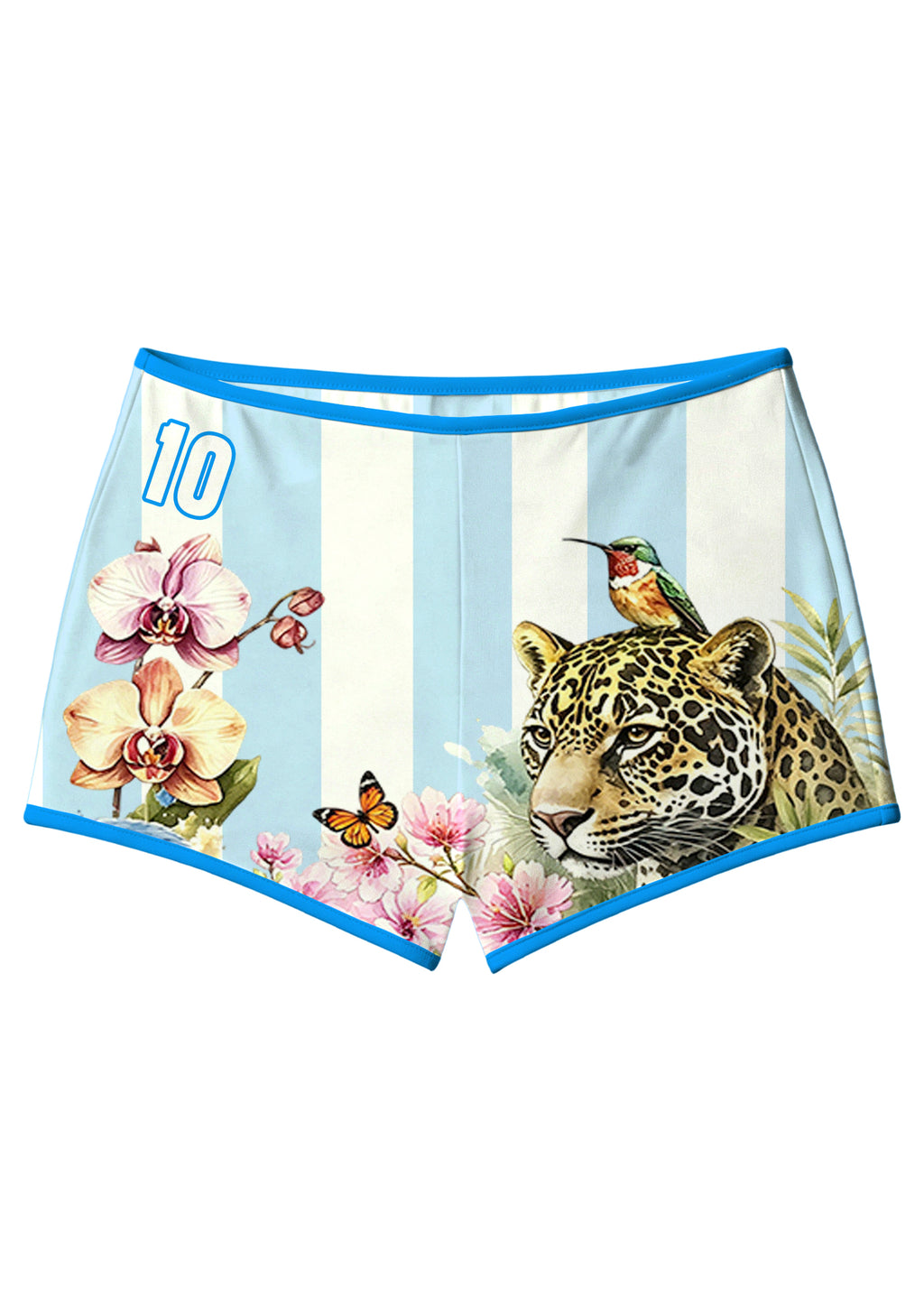Colombia Tropical Jungle Wildlife Floral Striped Booty Shorts
