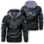 New England Patriots Graphic PU Faux Leather Hooded Jacket