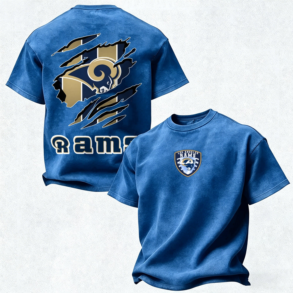 Los Angeles Rams Printed Unisex 100% Pure Cotton Washed T-Shirt