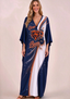 Women's Chicago Bears Floral V-Neck Kaftan Maxi Dress