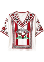Women's Boho Floral Tampa Bay Buccaneers Hello Kitty Game Day V Neck Shirt