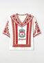 Boho Floral Border Liverpool V-Neck Blouse