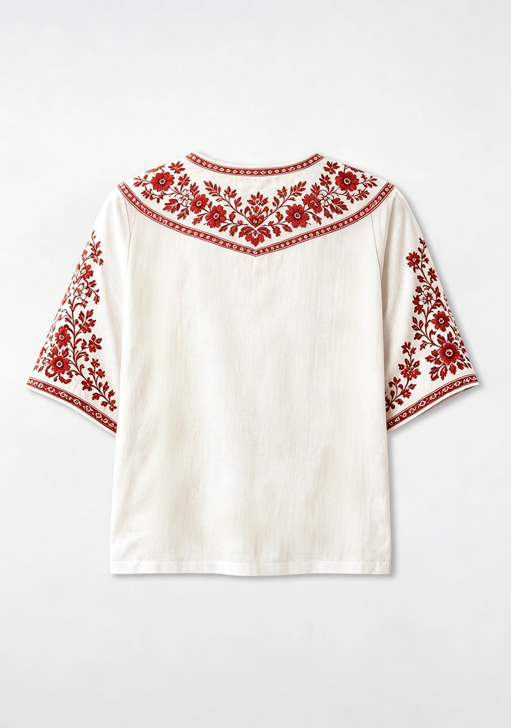 Boho Floral Border Liverpool V-Neck Blouse