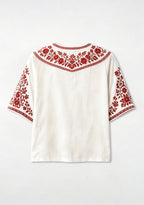 Boho Floral Border Liverpool V-Neck Blouse