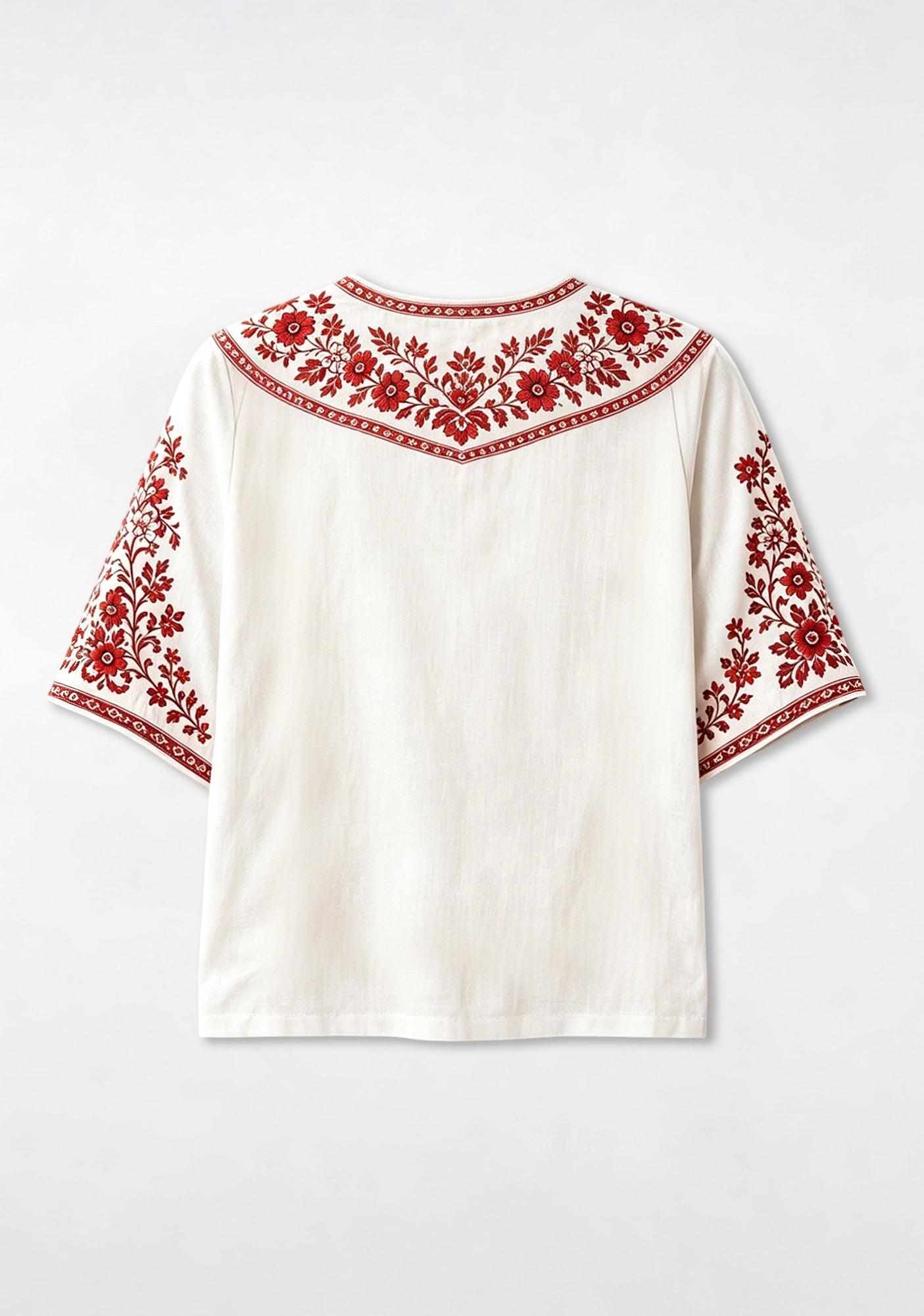 Boho Floral Border Liverpool V-Neck Blouse