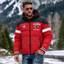 Atlanta Falcons Hooded Color Block Puffer Jacket  Custom Name Gifts For Fan