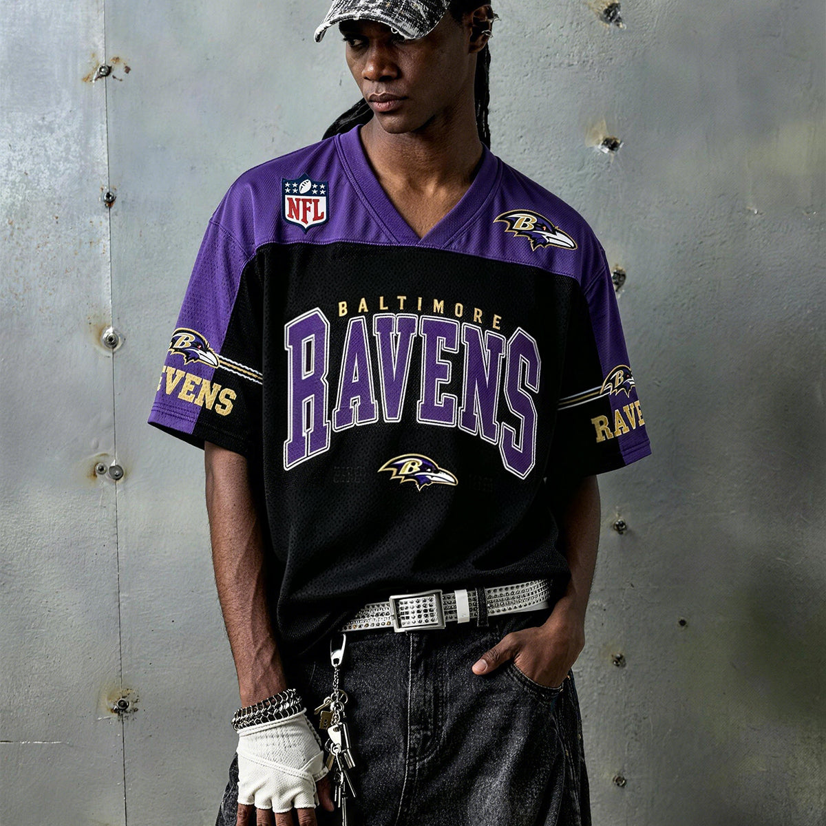 Baltimore Ravens Vintage Lettering Mascot Graphic Jersey Shirts Secondary image