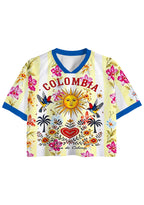 Colombia Tropical Folk Art Cropped Jersey Shirt