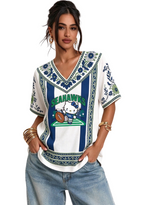Women's Boho Floral Seattle Seahawks Hello Kitty Game Day V Neck Shirt