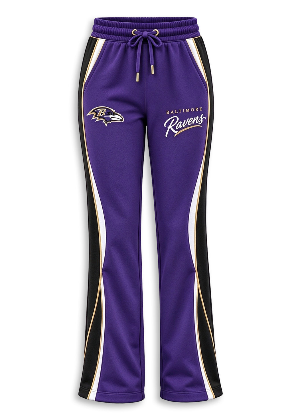 Women's Baltimore Ravens Crewneck Sweatshirt & Flared Pants 2 Piece Set