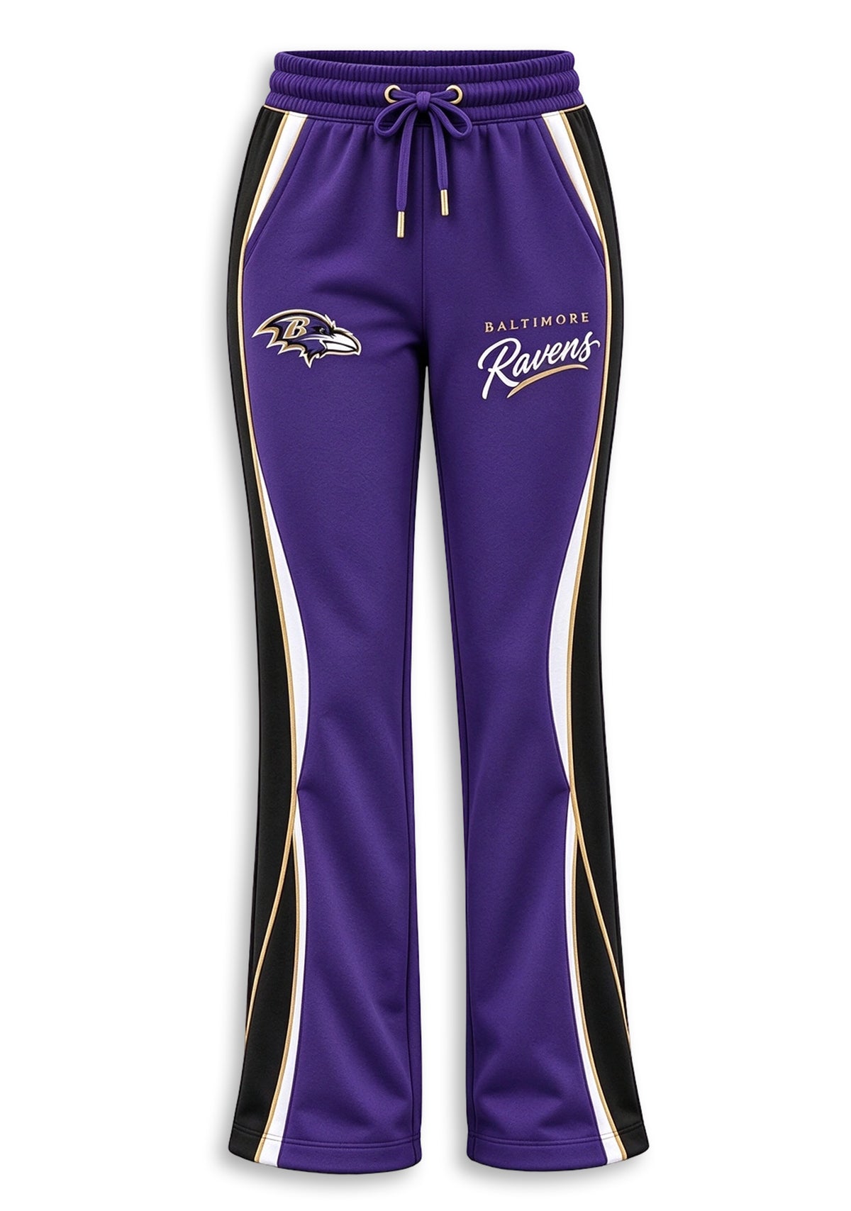 Women's Baltimore Ravens Crewneck Sweatshirt & Flared Pants 2 Piece Set