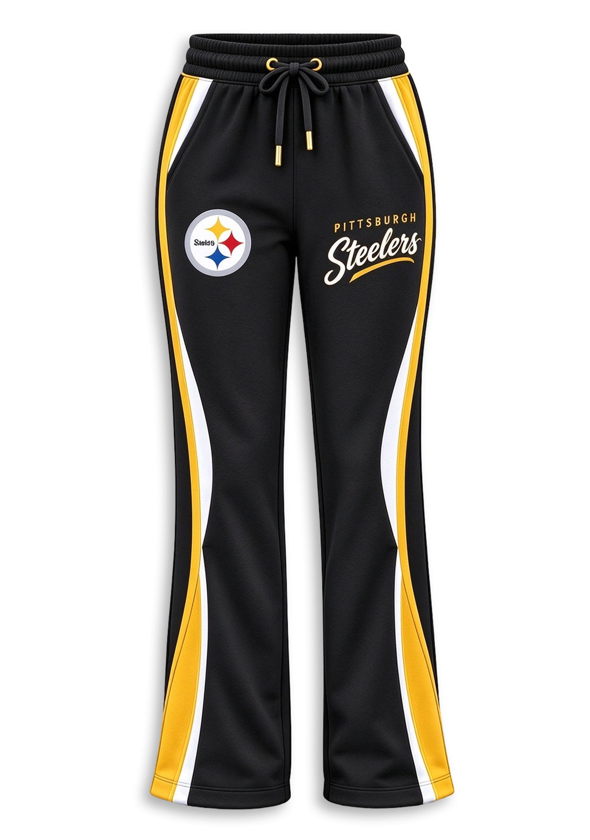Women's Pittsburgh Steelers Crewneck Sweatshirt & Flared Pants 2 Piece Set