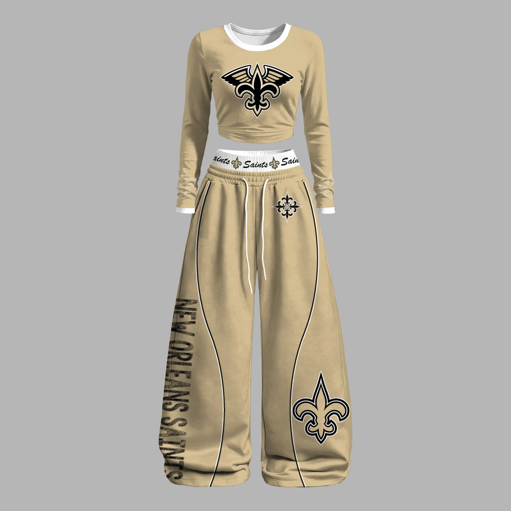 "New Orleans Saints" Long-sleeved double-layer stretch pants set
