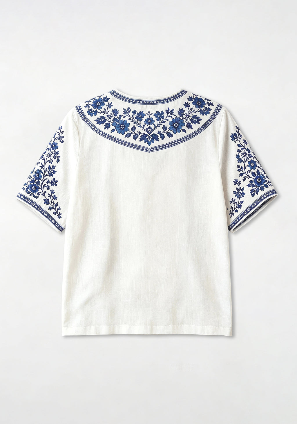 Boho Floral Border Everton V-Neck Blouse