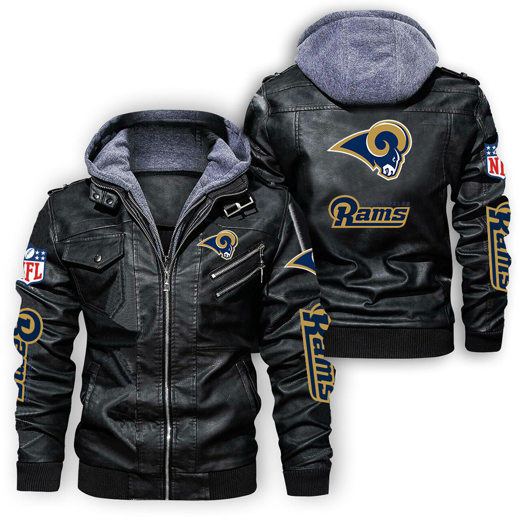 Los Angeles Rams Classic Logo PU Faux Leather Hooded Jacket Main image
