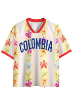 Vintage Floral Orchid Colombia Print Mesh Jersey Shirts