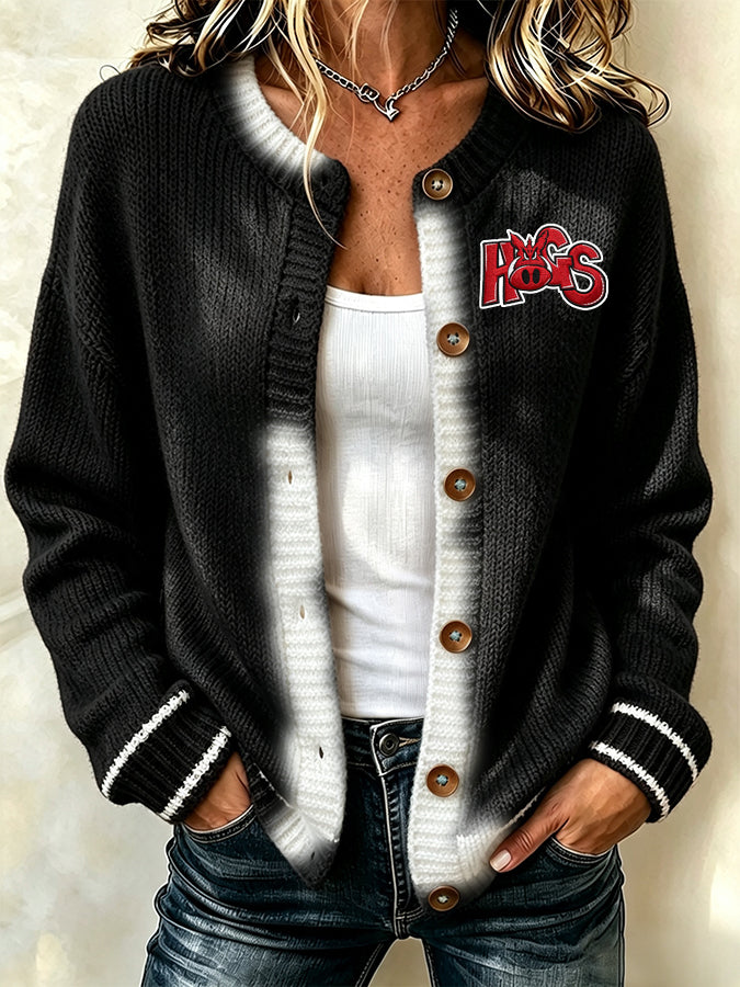 Women's Football Fans Printed Knitted Cardigan Top Secondary image