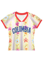 Vintage Floral Orchid Colombia Print Baby Tee