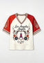Los Angeles Angels Vintage Floral Heart V‑Neck Raglan V-Neck T-Shirt